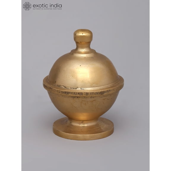 2" Small Brass Round Kumkum Box with Lid | Made in India