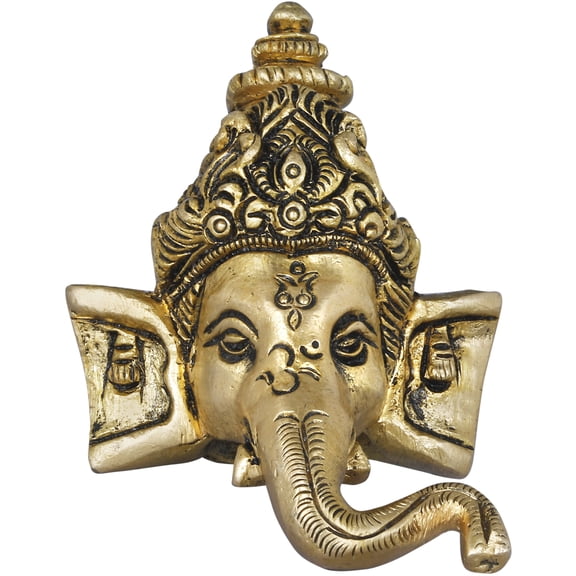 2" Small Ganesha mask - Wall Hanging in Brass | Handmade | Made In India - Brass Statue