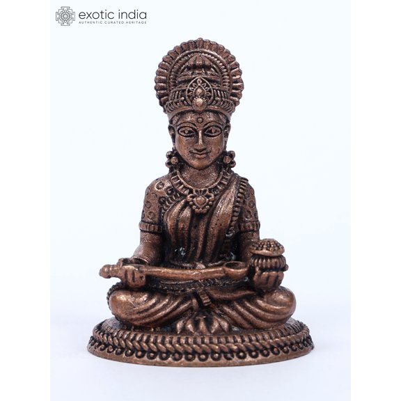 2" Small Goddess Annapurna Copper Statue