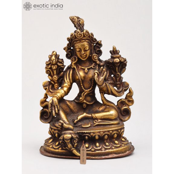 2" Small Goddess Green Tara | Copper Statue