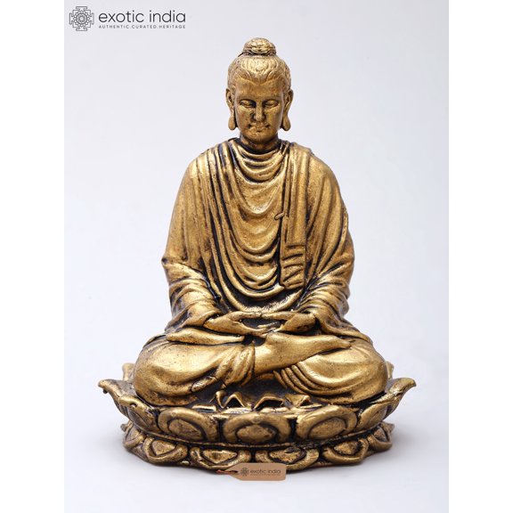 2" Small Meditating Buddha Seated on Lotus | Copper Idol