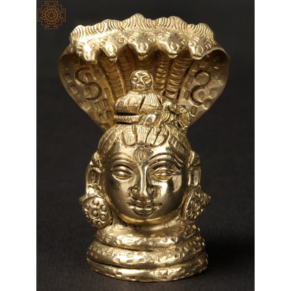 2'' Small Shiva Head with Sheshnag | Brass Statue