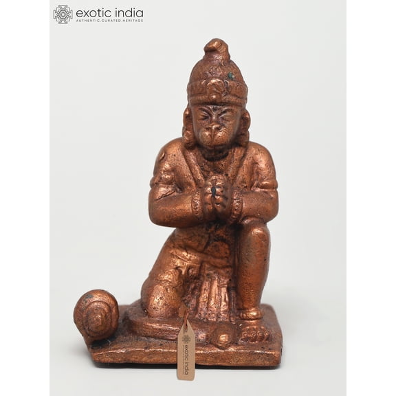 2" Small Sitting Lord Hanuman in Namaskar Mudra | Copper Statue