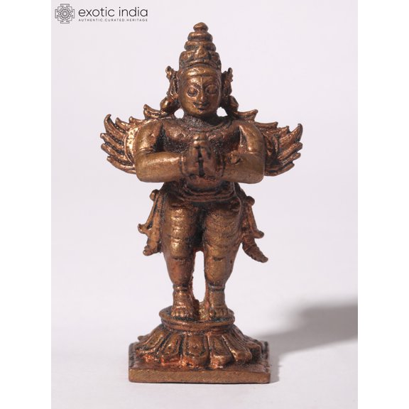 2" Small Standing Garuda - Vehicle of Lord Vishnu | Copper Statue