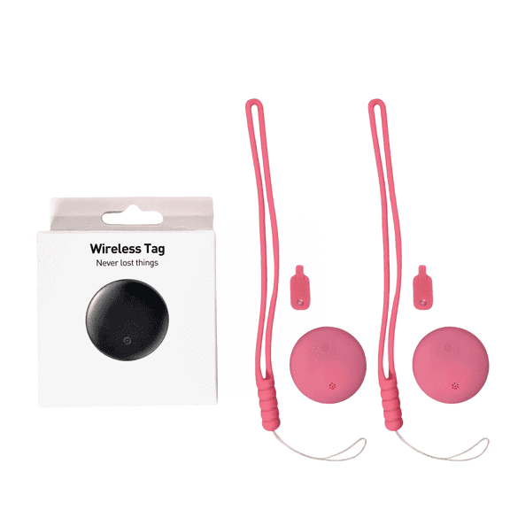2 Smart GPS locator Tracker, Item Finder Works for Keys, Luggage, Satchel,Backpack etc With key lanyard for easy carrying Small, invisible and portable(Android Only Not for iOS Devices)-Pink