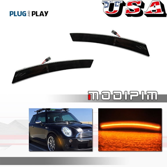 2 Smoked Front Amber LED Side Marker Lights for Mini Cooper R50 R52 R53 02-08-