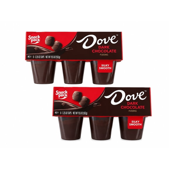 2 - Snack Pack DOVE Dark Chocolate Pudding Cups 3.25 oz. ( 2 Pack, 12-Cups)