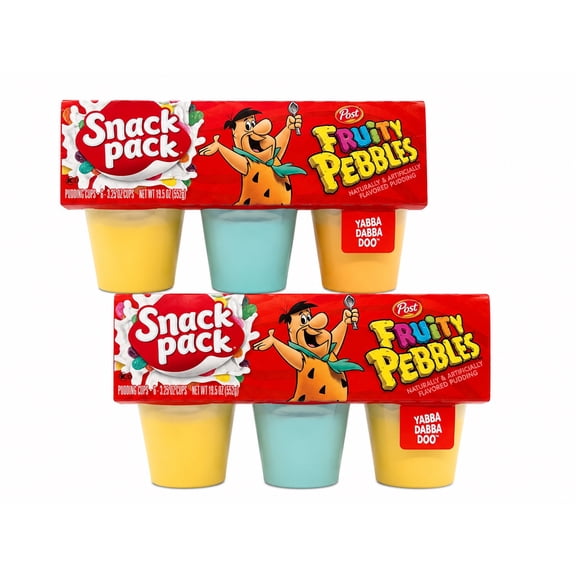 2 - Snack Pack Fruity Pebbles Pudding Cups, 3.25 Oz Cups, (2 Pack - 12 Total Cups)
