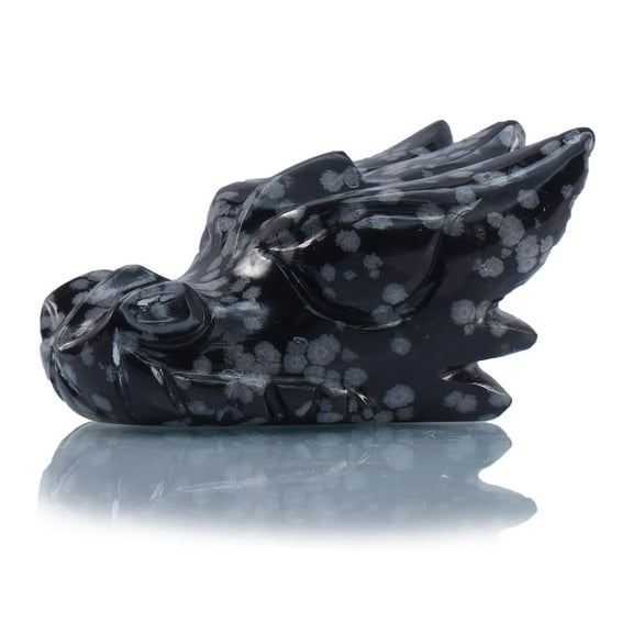 2'' Snowflake Obsidian Dragon Head, Stunning Black and White Gemstone Sculpture for Meditation, Thoughtful Gift for Collectors and Mystics
