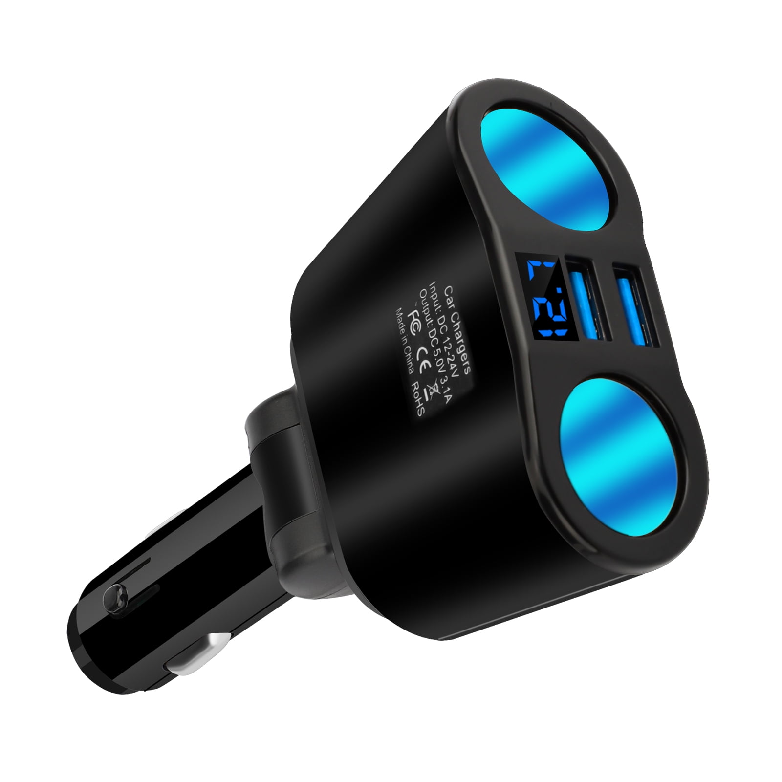 120W 3-Socket 3 USB Charging Port Cigarette Lighter Splitter, EEEkit Car  Charger Power Adapter with Blue LED Light, DC 12V/24V Multi-Power Outlet  Fit for GPS, Dash Cam, Smart Phones, iPad 