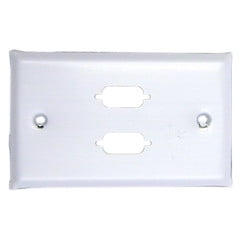 Wall Plate, White, 2 Port DB9 / HD15 (VGA), Single Gang, Painted Stainless Steel