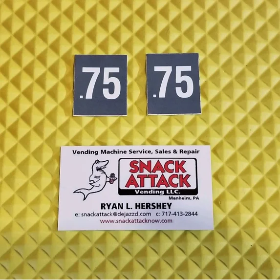 (2) Soda Vending Machine .75 Cent Vend Label Price Stickers / Free Ship!