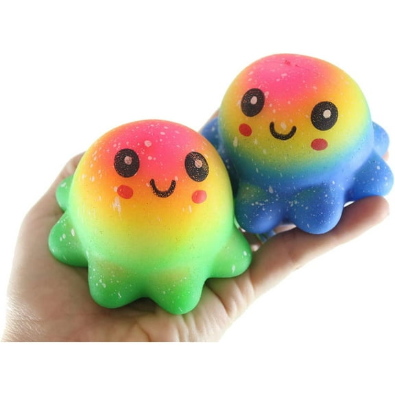 2 Soft Octopus Stress Balls - Soft Cream Doh Filled Stress Ball - Squishy Gooey Squish Sensory Squeeze Balls - Lover Gift (RANDOM COLORS)