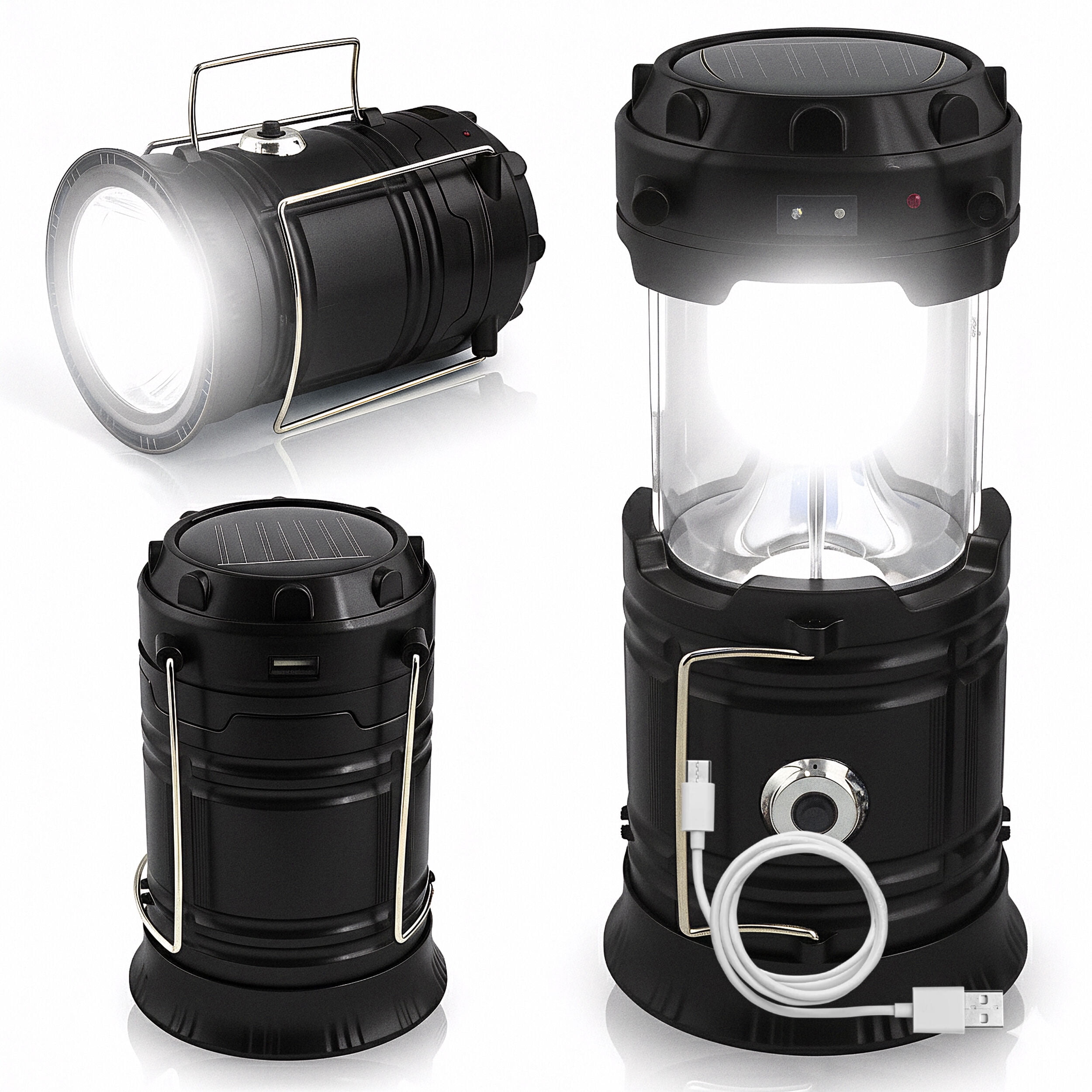 3-in-1 rechargeable solar ultra bright led camping lantern flashlight 1 Pack 3 in 1 USB Brightest COB Lantern, Waterproof Emergency LED Light powered companion for camping 3in1 Solar USB Rechargeable Brightest