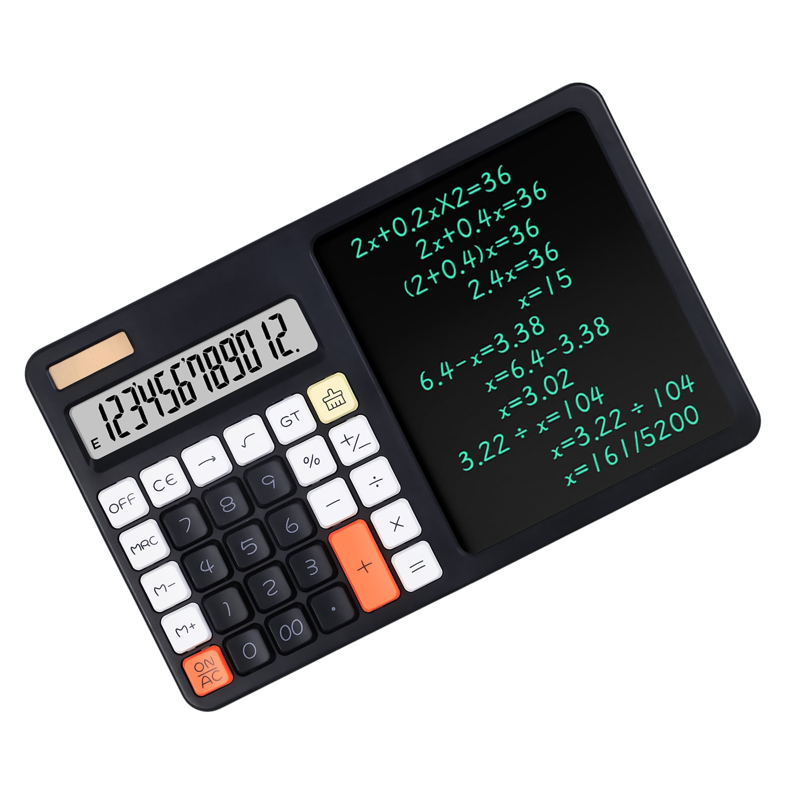 2. Solar Desktop Calculator 12-Digit LCD Display with Writing Pad, Power Supply for Business Accounting