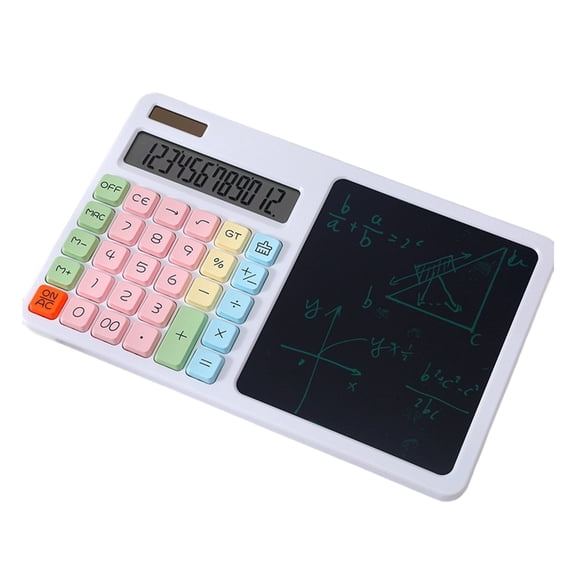 2. Solar Desktop Calculator 12-Digit LCD Display with Writing Pad, Power Supply for Business Accounting