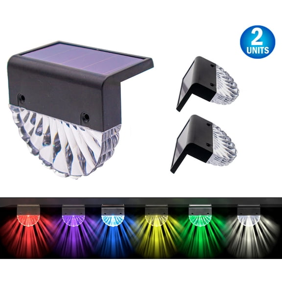 2 Solar Pool Deck Lights - Solar Powered RGB Step Lights - Waterproof Color Changing Decor Lights For Stairs, Fence, Deck, Railings - 10 Lumens, Warm White & RGB Lighting Modes