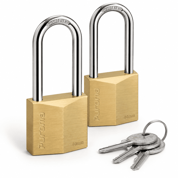 2 Solid Brass Keyed Padlocks with 3 Keys Each, 2.6 Inch Wide for Outdoor Shed Gate