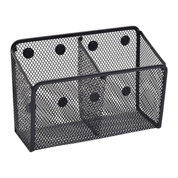 2 Spacious Compartments Storage Bag Super Mesh Pen Holder Fixed Whiteboard Locker Accessories Rack, Black