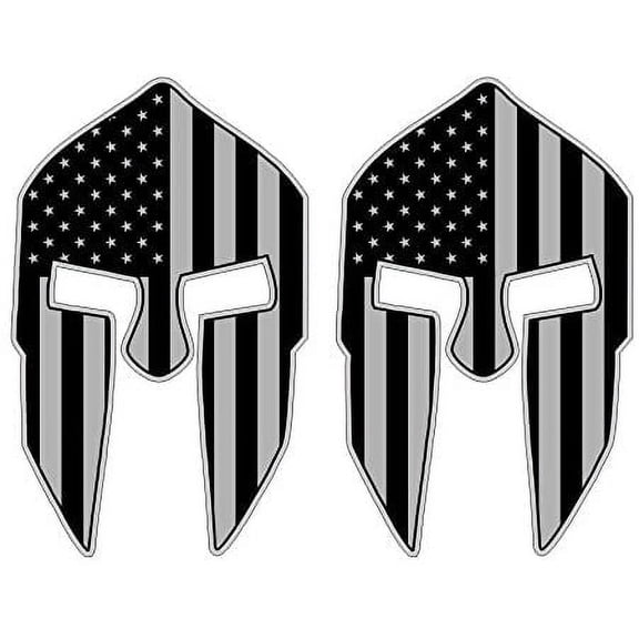 2 Spartan Helmet Gaming Desktop Stickers | PC Decals Laptop Notebook Computer Cases | Hard Hats, Stealthy Black Ops American Flags