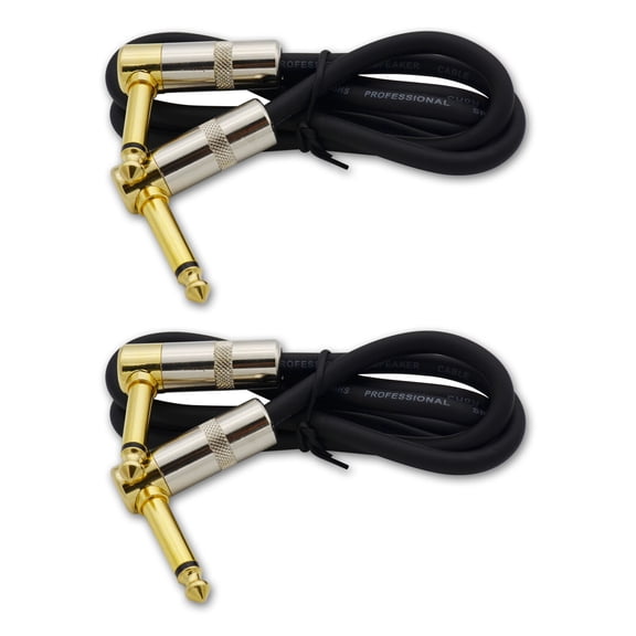 2,Speaker Cable 1/4 - 16 Gauge with Gold Right Angle Mono Plug for guitar amp