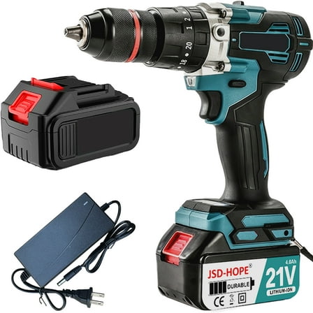 【2-Speed Brushless Drill】13mm Cordless Impact Drill-High Power Lithium-Ion Electric Drill for Ice/Concrete/Metal,Rechargeable Pistol Grip Design