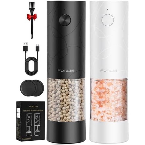 2-Speed Electric Salt And Pepper Grinder Set, External Rotation To Adjust Coarseness, Electric Salt and Pepper Shaker With Charing Base, One-Button Automatic Grinding, Washable Container