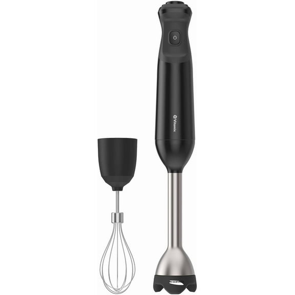 2-Speed Immersion Blender + Whisk Attachment, Professional-Grade Hand Blender with 350-Watt Motor and Stainless-Steel Blade, Black