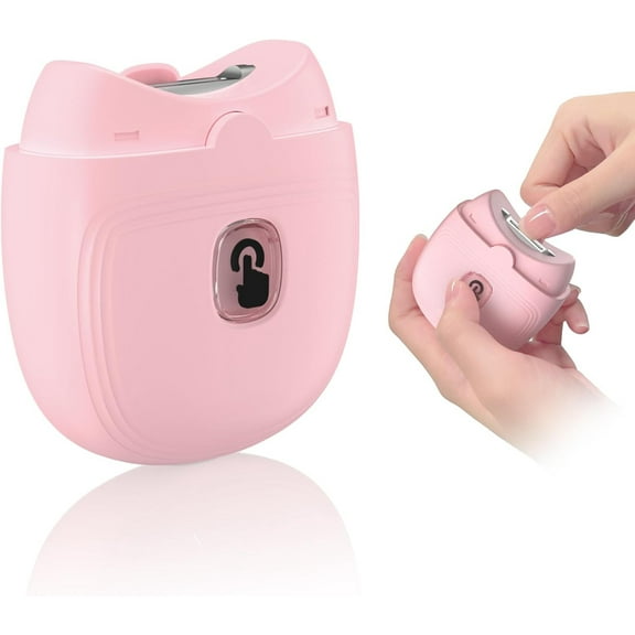 2 Speeds Electric Finger Nail Clippers with Nail Chips Storage and LED Light, USB Rechargeabl Automatic Nail Clippers for Seniors, Adults, Pink