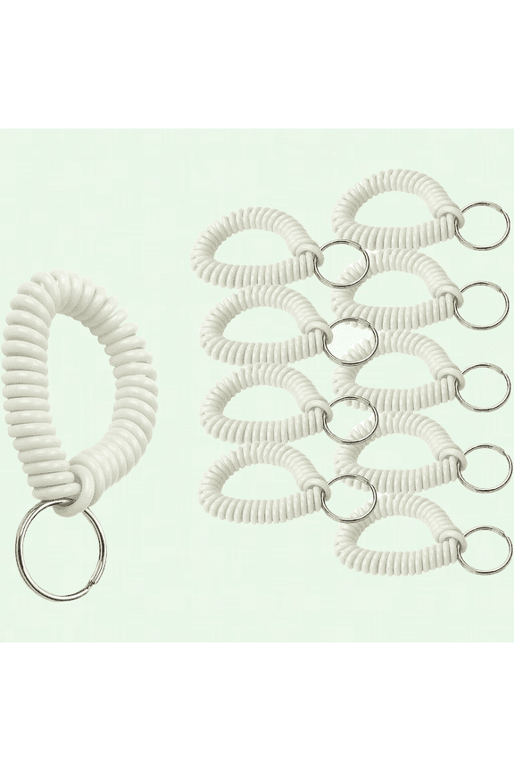 2" Spiral Wrist Coil with Steel Key Ring, Multi-Color Flexible Wrist Band Key Chain Bracelet