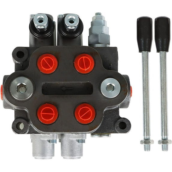 2 Spool 25 GPM Hydraulic Directional Control Valve, 3000 PSI BSPP Ports Double Acting Hydraulic Valve with Joystick