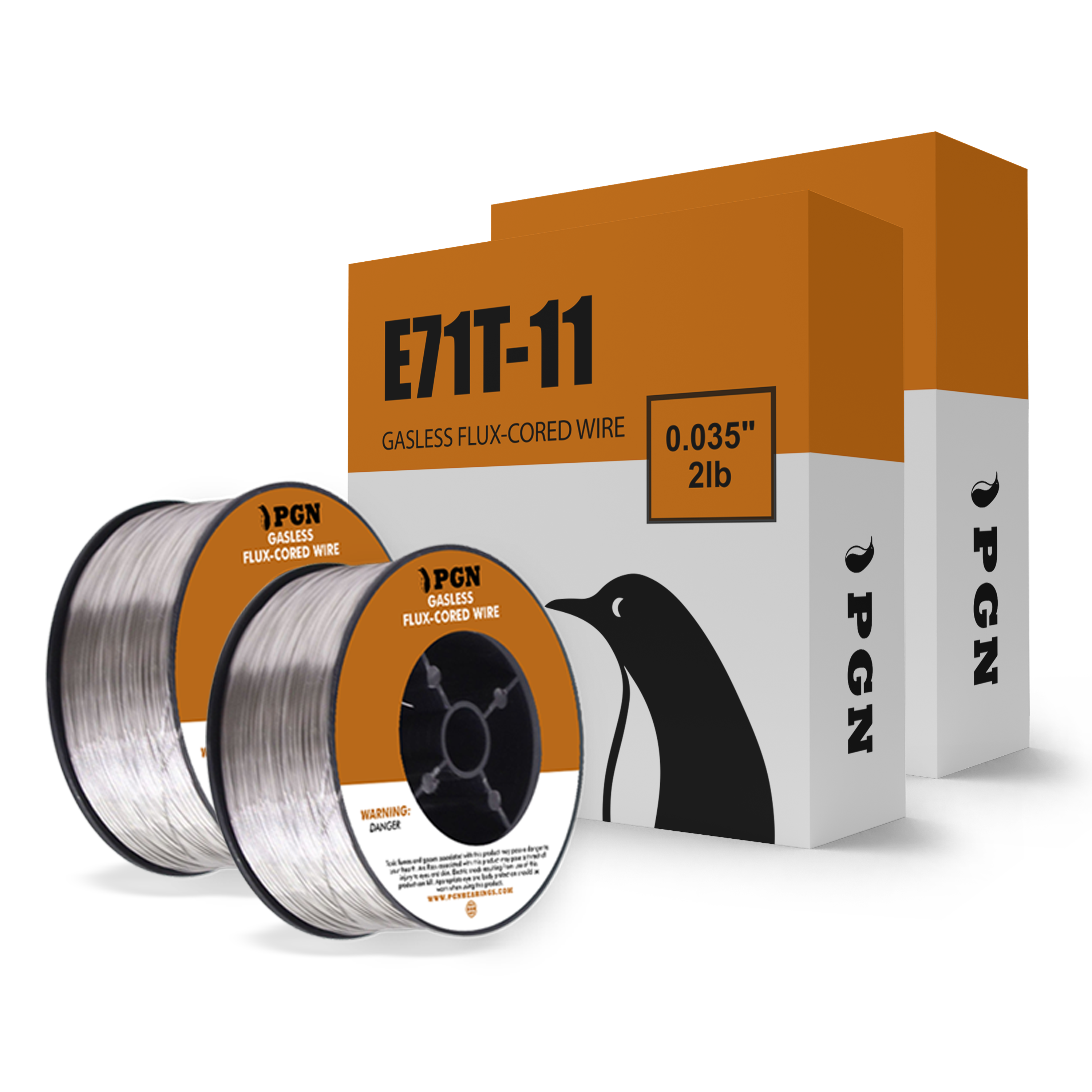 (2 Spools) PGN Flux Core MIG Wire E71T11 0.035 Inch, 2 Pound Spool