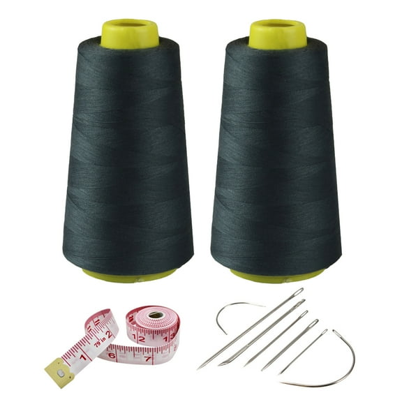 2 Spools Sewing Thread Kit Dark Gray Polyester Sewing Thread Spools, 3000 Yards Each Spool, 40s/2 All-Purpose Connecting Threads for Sewing Machine and Hand Repair Works