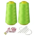 thumbnail image 1 of 2 Spools Sewing Thread Kit Fluorescent Green Polyester Sewing Thread Spools, 3000 Yards Each Spool, 40s/2 All-Purpose Connecting Threads for Sewing Machine and Hand Repair Works, 1 of 6