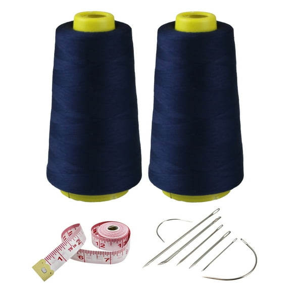 2 Spools Sewing Thread Kit Navy Blue Polyester Sewing Thread Spools, 3000 Yards Each Spool, 40s/2 All-Purpose Connecting Threads for Sewing Machine and Hand Repair Works