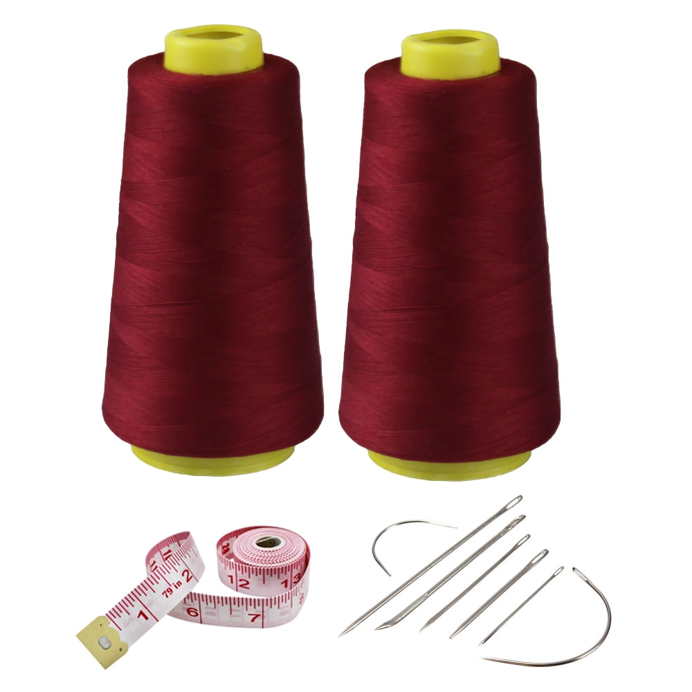 2 Spools Sewing Thread Kit Wine Red Polyester Sewing Thread Spools ...