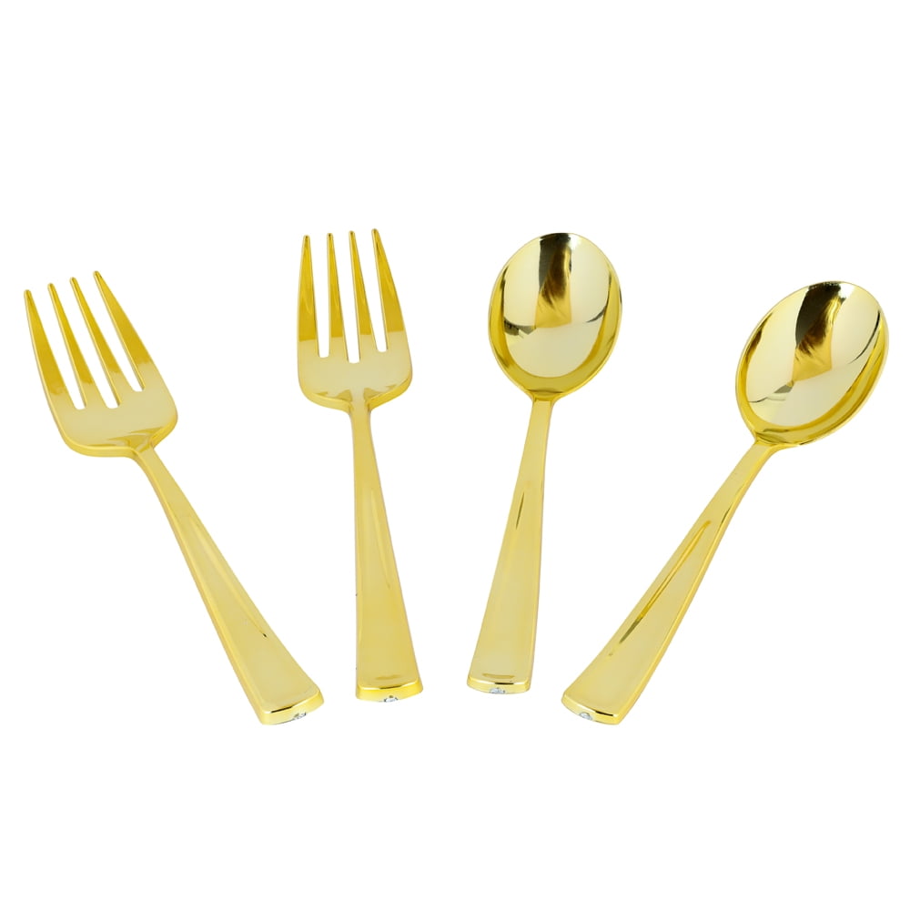2 Spoons + 2 Forks Combo Gold Serving Set – Elegant, Durable, and ...