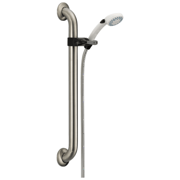 2-Spray Adjustable Slide Bar / Grab Bar Hand Shower in White 52001-DS