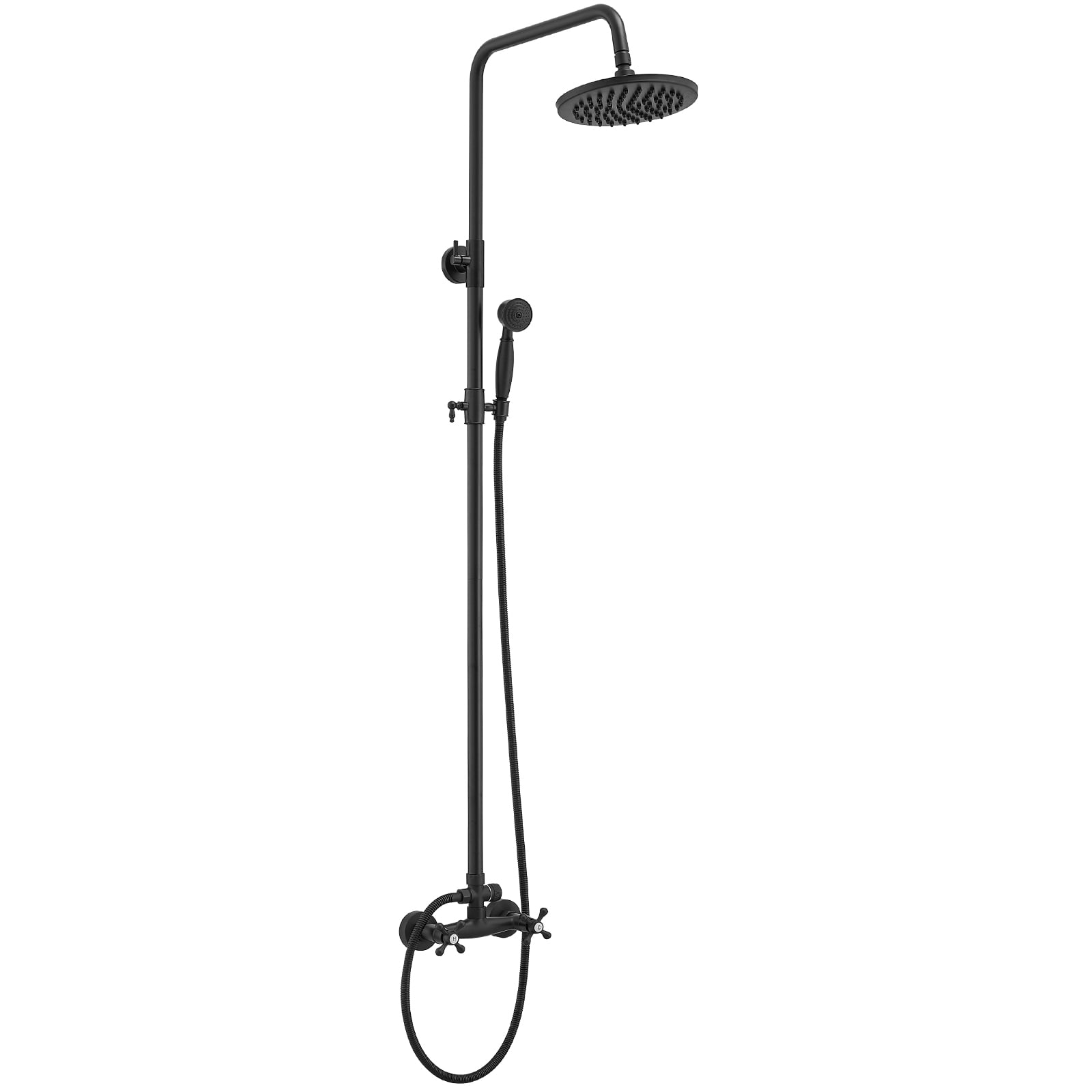 Adjustable Nickel Dual Head Rain Shower System with Handheld