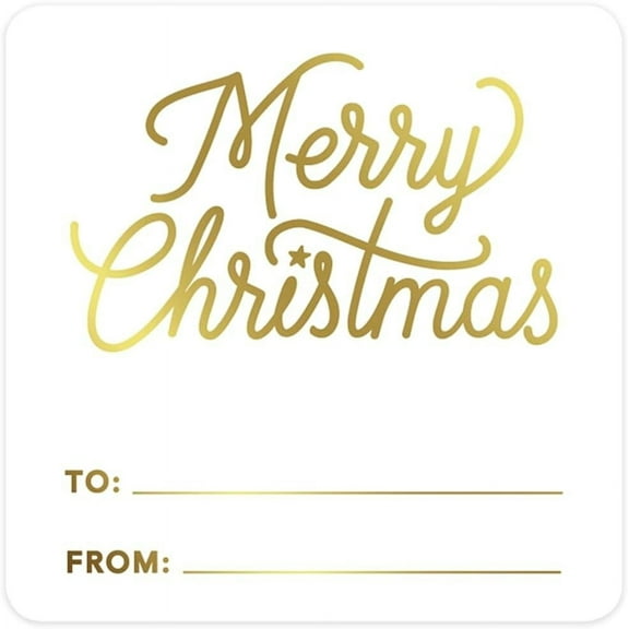 2" Square Christmas To From Stickers For Gifts, Vintage Gold Merry Christmas Labels For Gifts Gift Tag Stickers Christmas Tags Stickers, 40-Pack