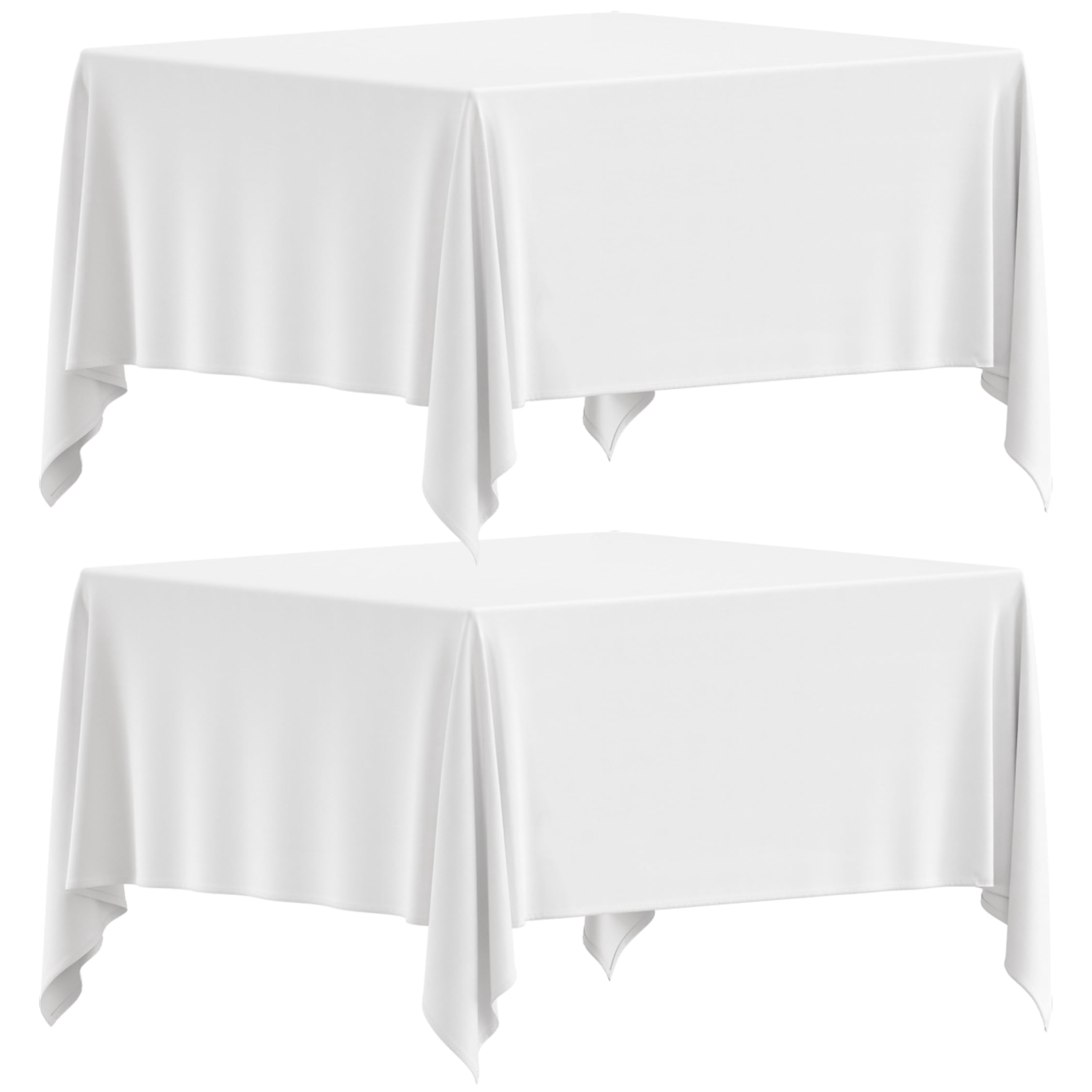 White Square Tablecloth 52x52 Inch, 200GSM - Set of 2 Square Tablecloths - Stain, Wrinkle-Resistant, Machine Washable, Card Table Tablecloth, 2 Count