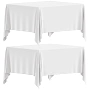 White Square Tablecloth 85x85 Inch, 200GSM - Set of 2 Square Tablecloths - Stain, Wrinkle-Resistant, Machine Washable, Card Table Tablecloth, 2 Count
