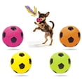 thumbnail image 1 of 2'' Squeak Latex Dog Toy Football Chew Fetch Throw Ball for Medium Dogs Interactive Play-4pcs, 1 of 6