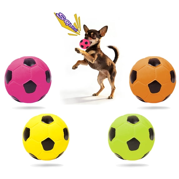 2'' Squeak Latex Dog Toy Football Chew Fetch Throw Ball for Medium Dogs Interactive Play-4pcs