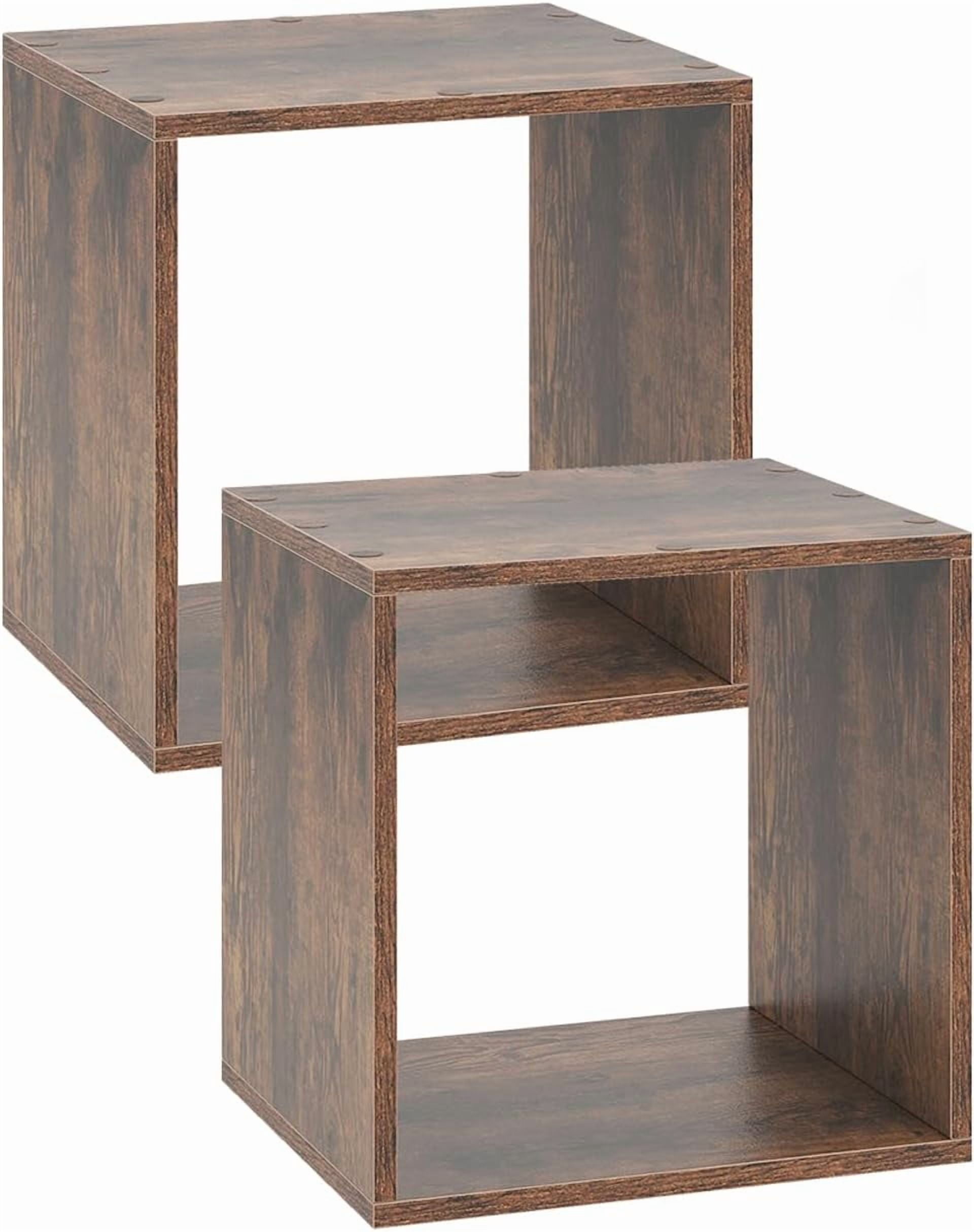 Stackable Combined 2 Stackable Cubes Bookcase, Wooden Cubby Storage Organizer with Anti ...