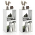 thumbnail image 1 of 2 Stackable Cubes Bookcase, Wooden Cubby Storage Organizer with Anti-Tipping Device, Small Book Shelf for Small Space, Combination Square Bookshelf Cubes (2, White), 1 of 9