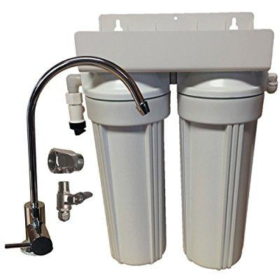 2 Stage 10 Drinking Water Filter with GAC/KDF Filter Removes Lead, Mercury, & Iron - Includes Faucet and Undersink Connection Kit