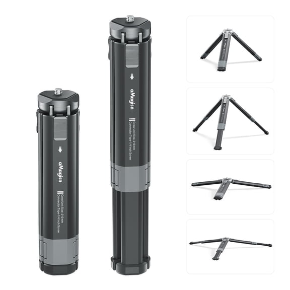 2-Stage Adjustable Desktop Stand Tripod for Insta 360 X5/X4 Air/X4/X3/DJI Osmo 360 /Action 6/5 Pro/4/GoPro Hero 13/12/11/10/9 Camera Metal Extension Tripod with 1/4" Screw