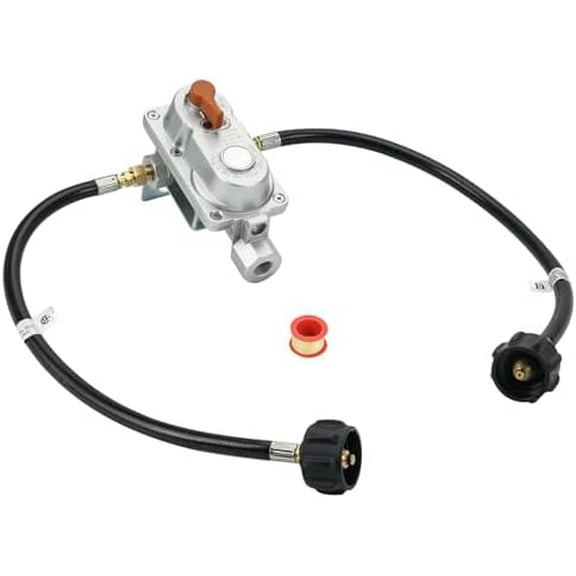 2-Stage RV Propane Regulator for Dual Tanks, Automatic Changeover Propane Gas Regulator with Two 18" RV Pigtail Hoses for RV Trailers Camper