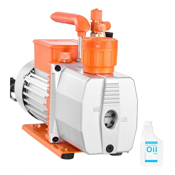 2 Stage Vane Vacuum Pump 7 CFM 3/4 for R134a R22 R410a R32 HVAC Refrigerant Recovery, 4 Pole Motor, SAE Ports, Oil Included, for Automotive Maintenance